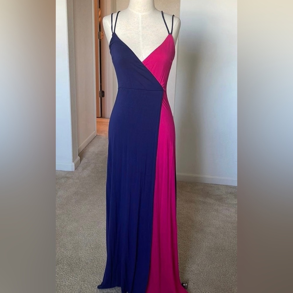 Navy and fushcia pink maxi dress